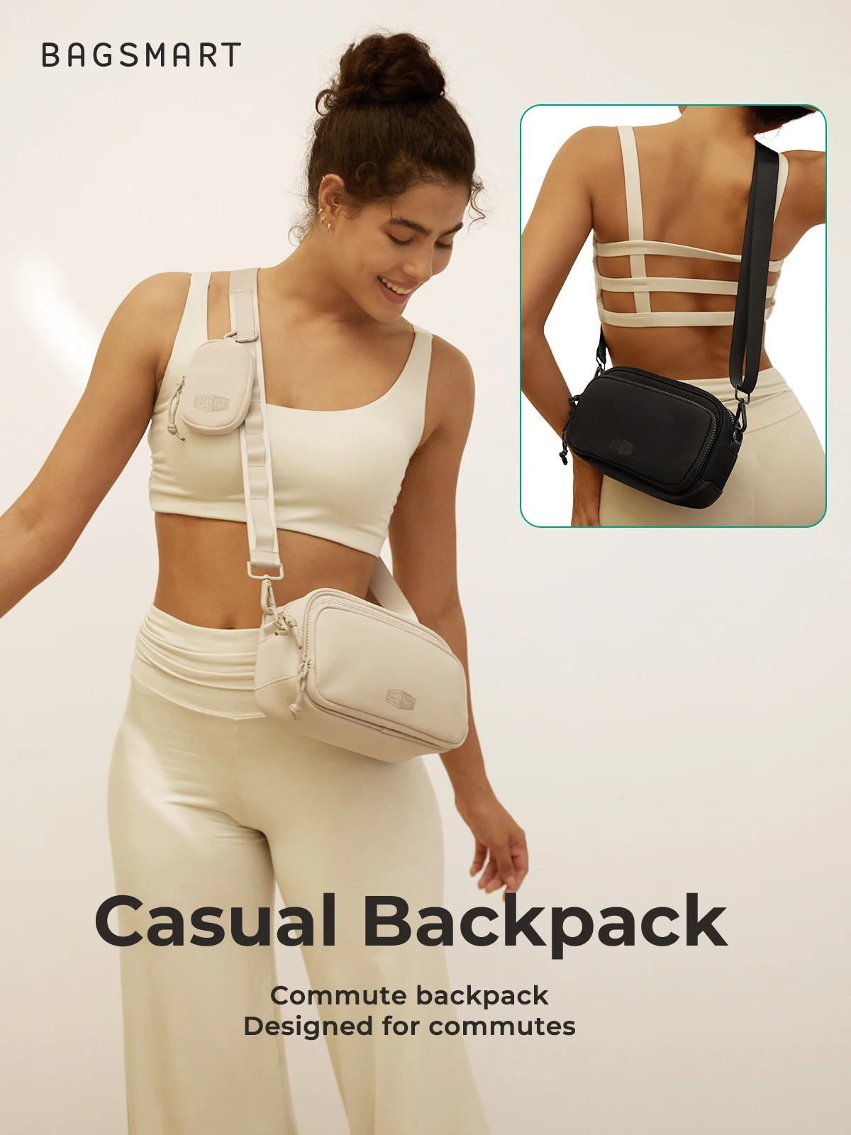 BAGSMART Women's Crossbody Bag Workout Casual Shoulder Bag Hands-free Wallets Belt Bag Large Capacity Men's Outdoor Fanny Packs
