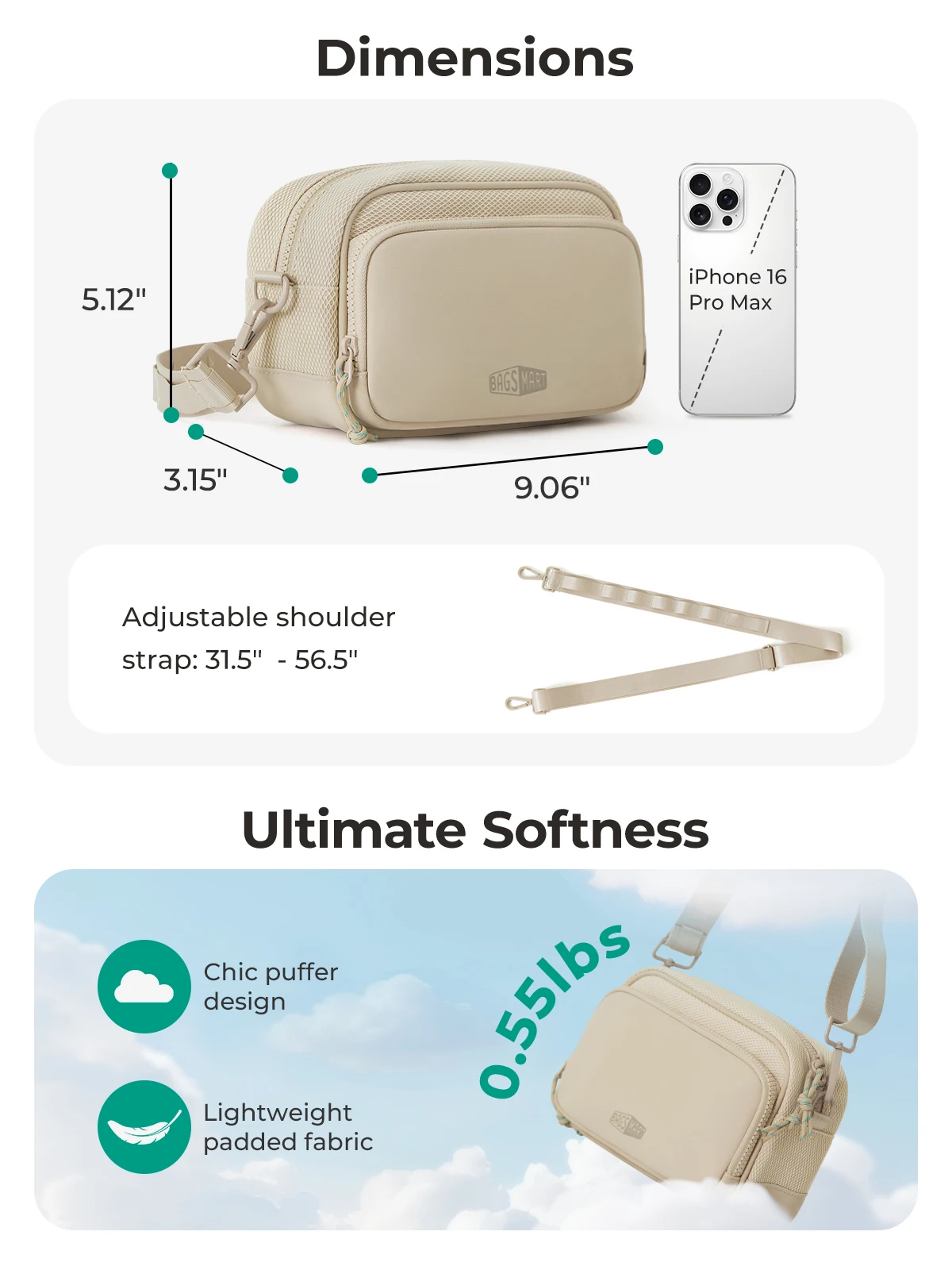 BAGSMART Women's Crossbody Bag Workout Casual Shoulder Bag Hands-free Wallets Belt Bag Large Capacity Men's Outdoor Fanny Packs