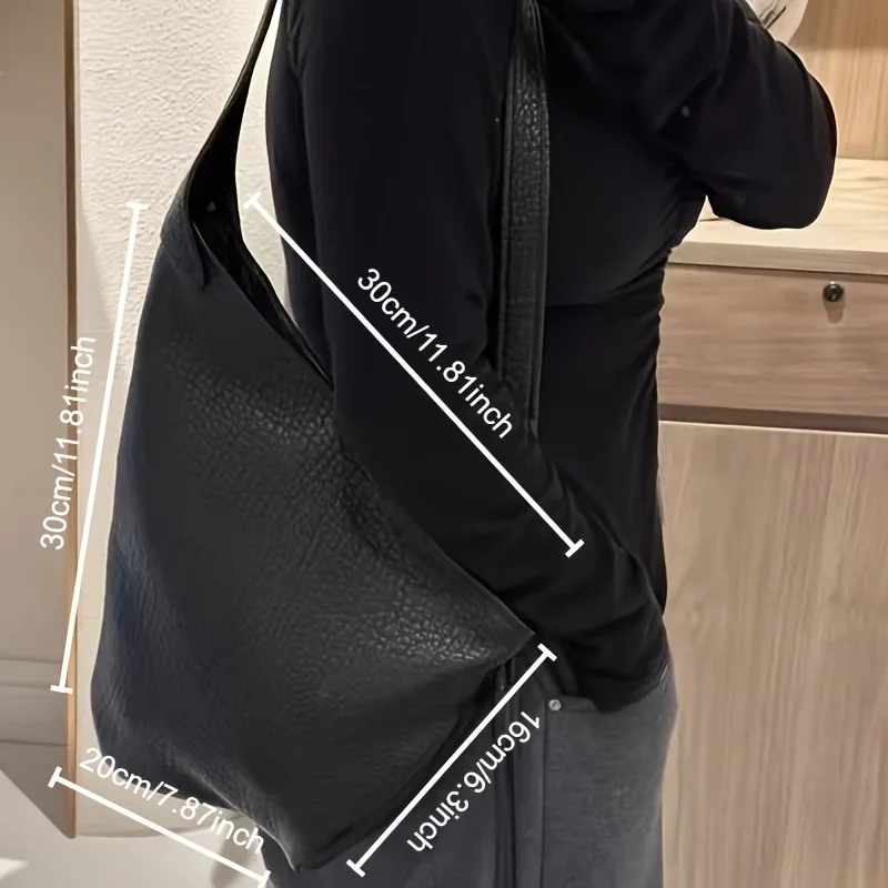 2025 New Bubble Horn Tote Bag - Minimalist Black Crossbody Shoulder Bag with Zipper Closure, Everyday Casual & Professional Use