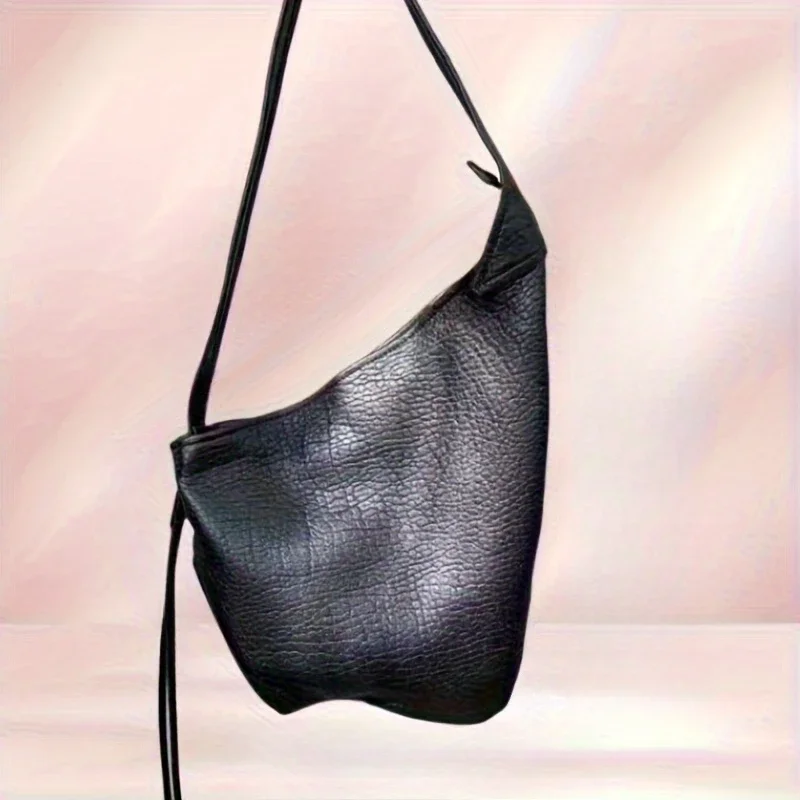 2025 New Bubble Horn Tote Bag - Minimalist Black Crossbody Shoulder Bag with Zipper Closure, Everyday Casual & Professional Use