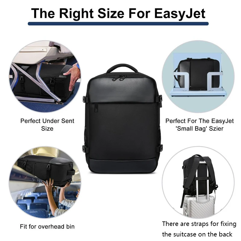 Adjustable Laptop Backpack, Water-resistant Travel Rucksack, Multi-compartment Business Backpack for Men Women