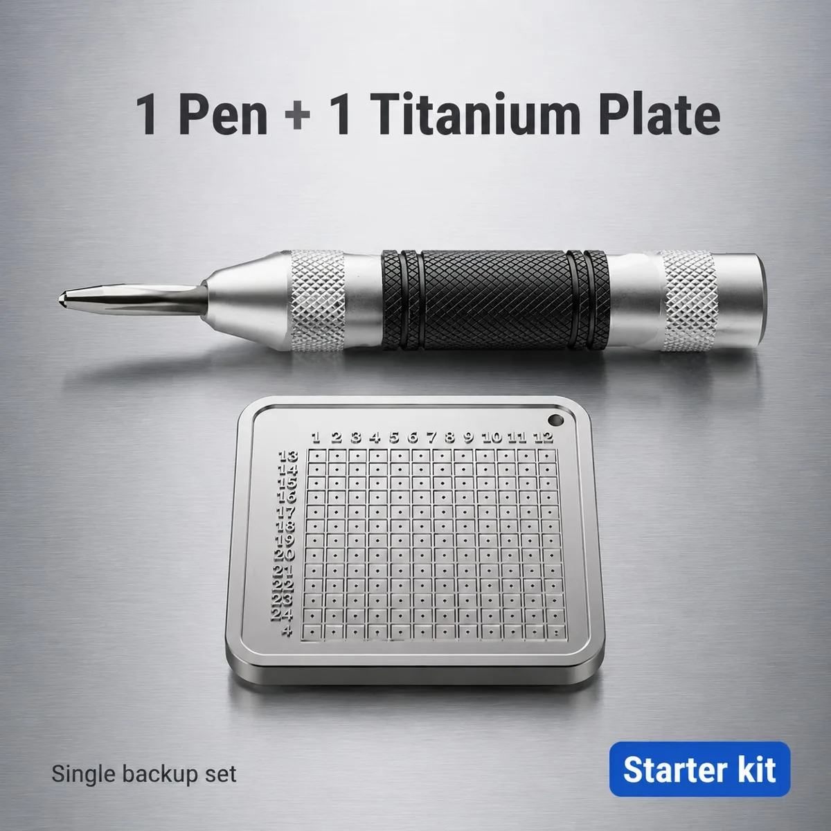 1 Pure Titanium Password Book and 1 Stainless Steel Carving Pen Suitable for Bitcoin, Dogecoin, Cryptocurrency Password Storage