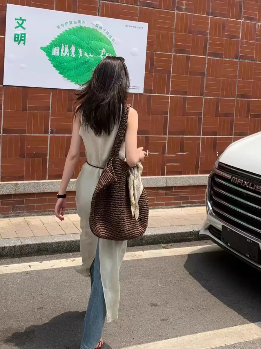 Fashion Leisure Soft Knitted Solid Color Women's Shoulder Bag Large Capacity Female Crossbody Bag For Commute Outings