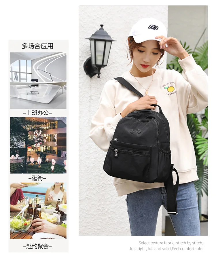 Trendy Women Oxford Mini Backpack Canvas Rucksack Mommy Travel Bag Durable Portable for Outdoor Daily Casual Shopping Trip Use