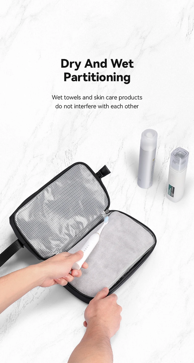 MARK RYDEN Wet and Dry Separation Toiletry Bag Double-layer Travel Dopp Kit with Quick-access Handle