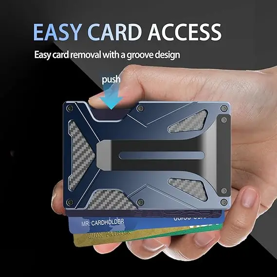 Magnetic Phone Wallet Compatible with Apple MagSafe-Metal Card Holder with AirTag Holder, RFID Blocking & Money Clip Mag Safe Wa