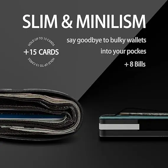 Magnetic Phone Wallet Compatible with Apple MagSafe-Metal Card Holder with AirTag Holder, RFID Blocking & Money Clip Mag Safe Wa