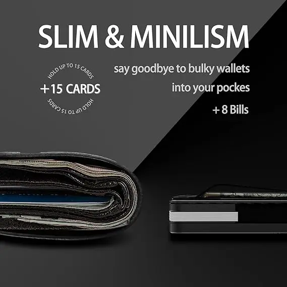 Magnetic Phone Wallet Compatible with Apple MagSafe-Metal Card Holder with AirTag Holder, RFID Blocking & Money Clip Mag Safe Wa