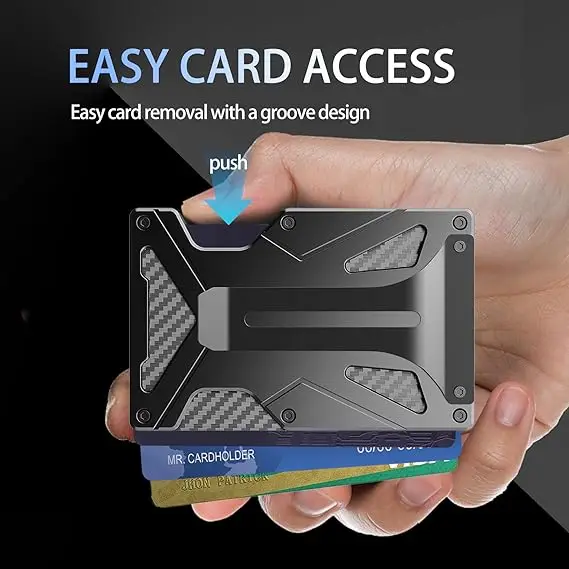 Magnetic Phone Wallet Compatible with Apple MagSafe-Metal Card Holder with AirTag Holder, RFID Blocking & Money Clip Mag Safe Wa