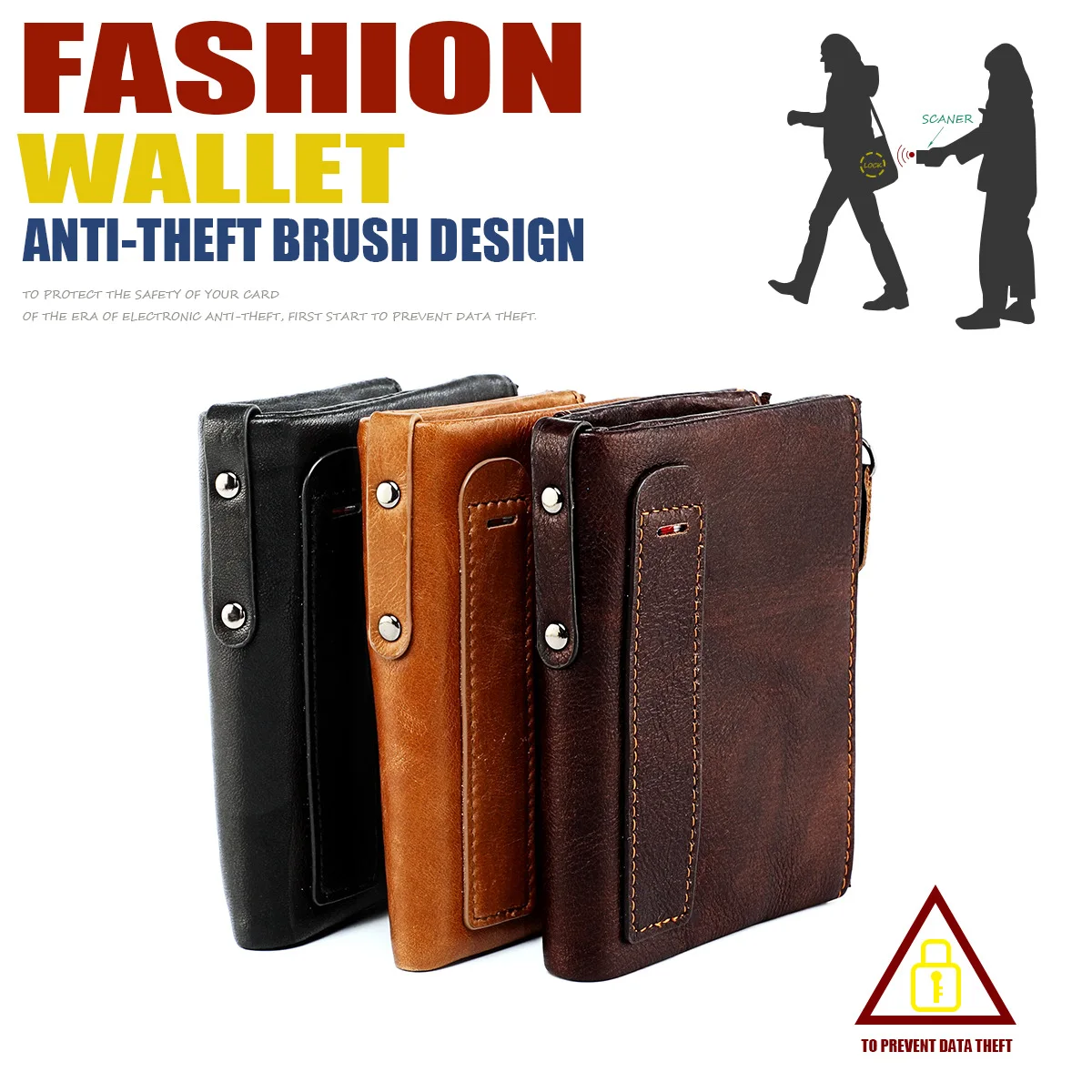 Genuine Leather RFID Wallet for Women Short Style Name Engraving Card Holder Retro Male Coin Pocket Double Zipper Unisex Wallet