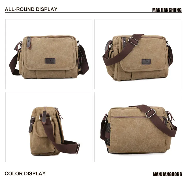 Vintage Canvas Multi-functional Casual Messenger Bag Men's Leisure Shoulder Crossbody Satchel Small for Male