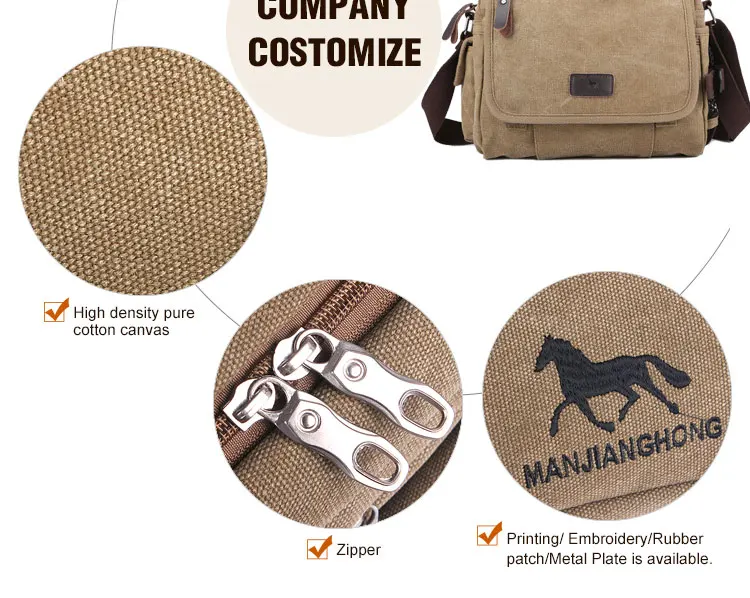 Vintage Canvas Multi-functional Casual Messenger Bag Men's Leisure Shoulder Crossbody Satchel Small for Male