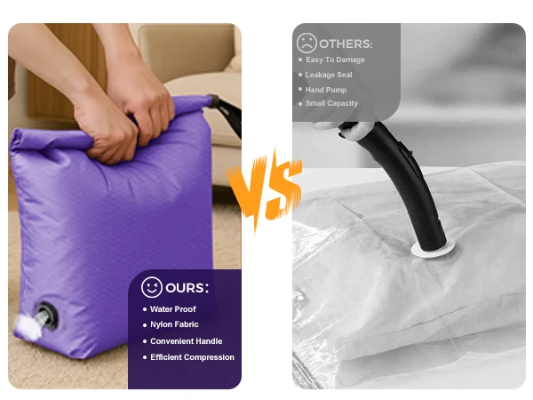 Bump Free Compression Bag for Travel Waterproof Vacuum Storage Bag Space Saver Organizer for Clothes Camping Gym Packing Cubes