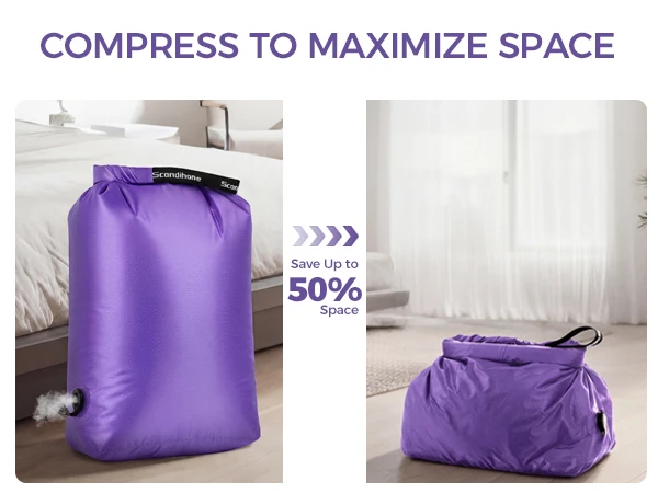 Bump Free Compression Bag for Travel Waterproof Vacuum Storage Bag Space Saver Organizer for Clothes Camping Gym Packing Cubes