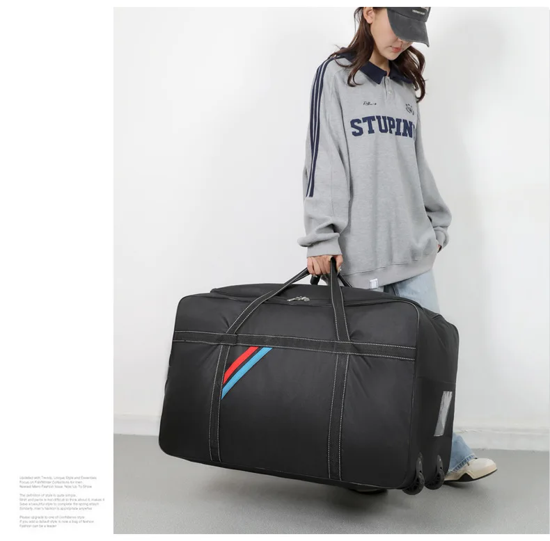 Large Capacity Trolley Bags with Wheels Foldable Luggage Wheeled Bag Travel Suitcase Waterproof Handbag Weekend Rolling Luggage