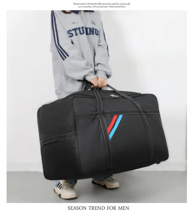 Large Capacity Trolley Bags with Wheels Foldable Luggage Wheeled Bag Travel Suitcase Waterproof Handbag Weekend Rolling Luggage