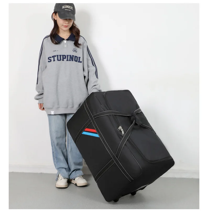 Large Capacity Trolley Bags with Wheels Foldable Luggage Wheeled Bag Travel Suitcase Waterproof Handbag Weekend Rolling Luggage