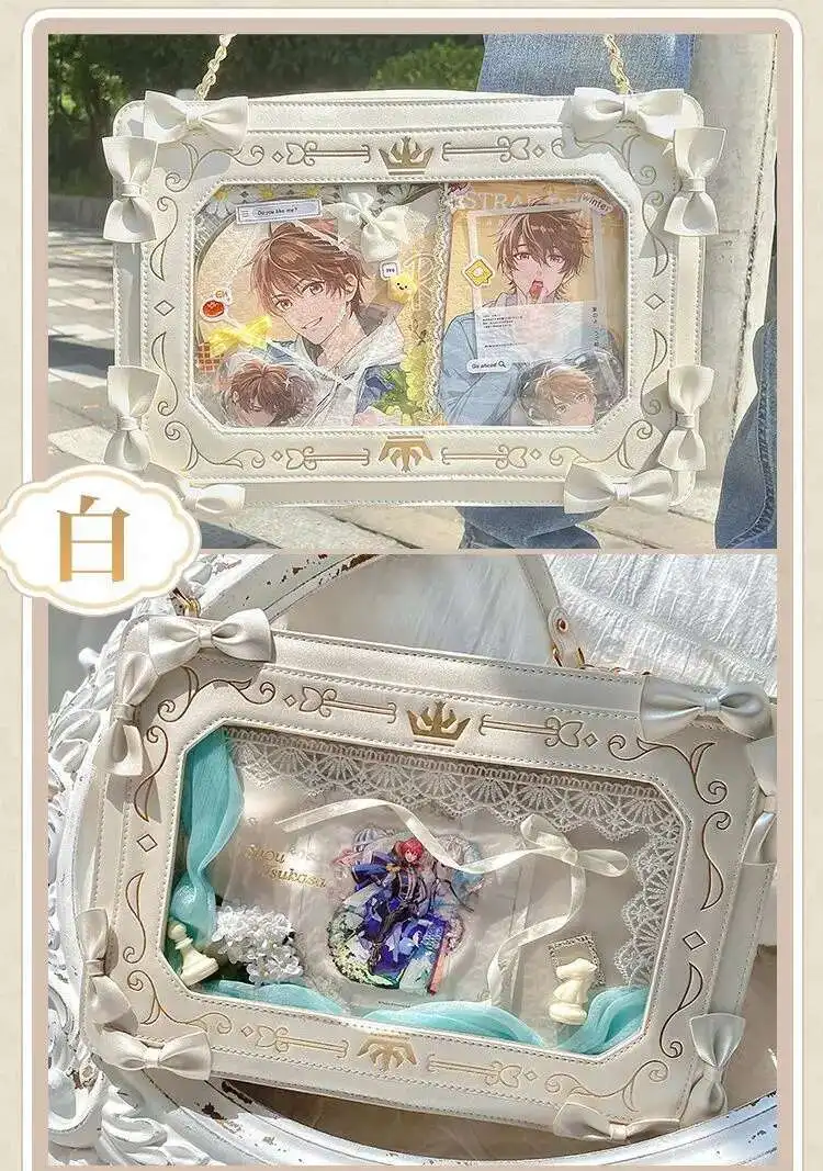 Lolita Women Ita Bag Ctue Girl Transparent Shoulder Bag JK Uniform Subculture Kawaii Bow Crossbody Bag DIY Display Messenger Bag