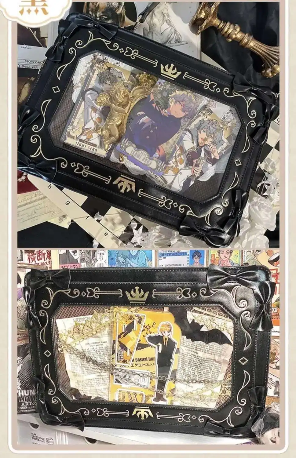 Lolita Women Ita Bag Ctue Girl Transparent Shoulder Bag JK Uniform Subculture Kawaii Bow Crossbody Bag DIY Display Messenger Bag