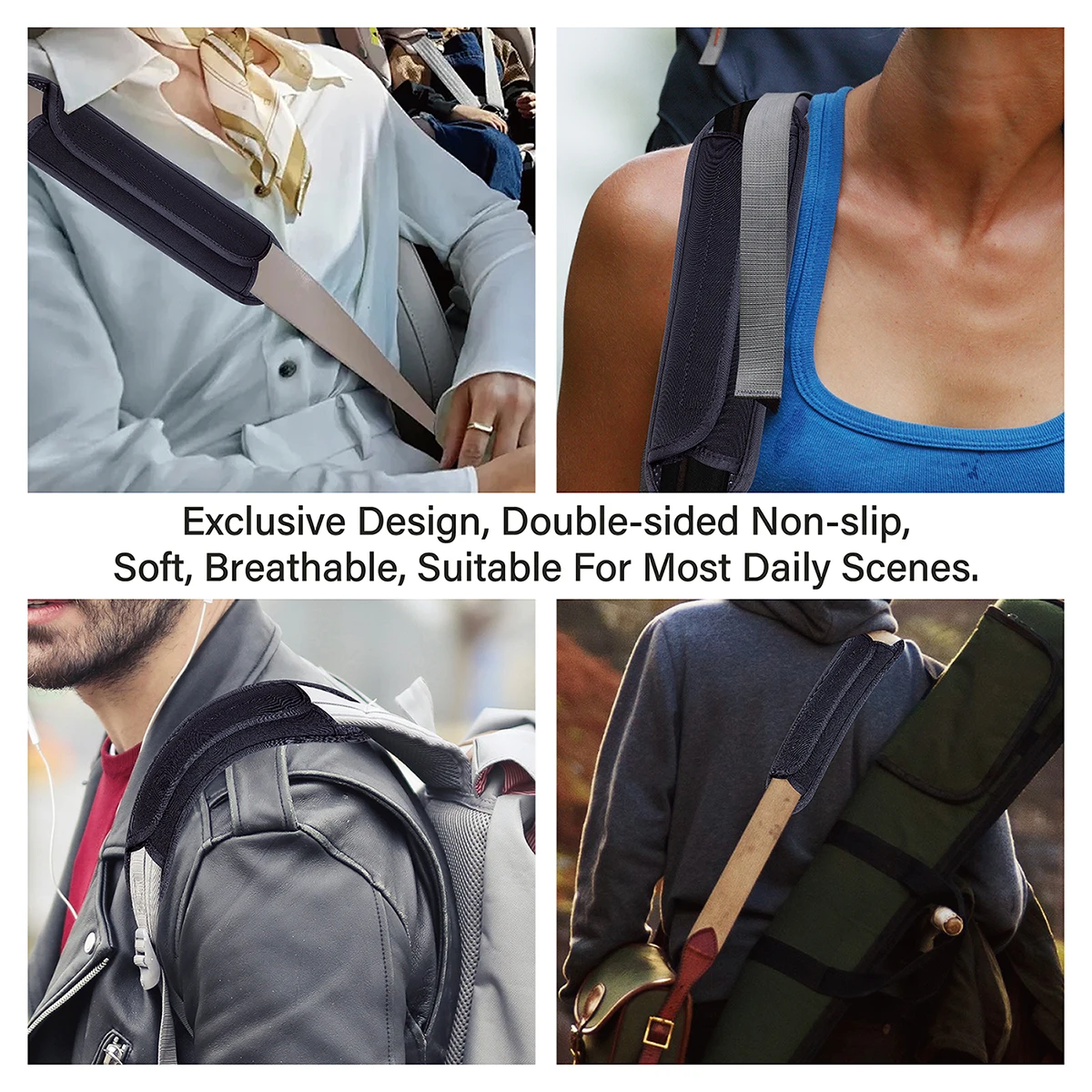 2 Pack Non-Slip Universal Shoulder Pads, Thick Backpack Strap Pads for Shoulder Bags, Guitar Straps, Computer Bags, etc., Remova