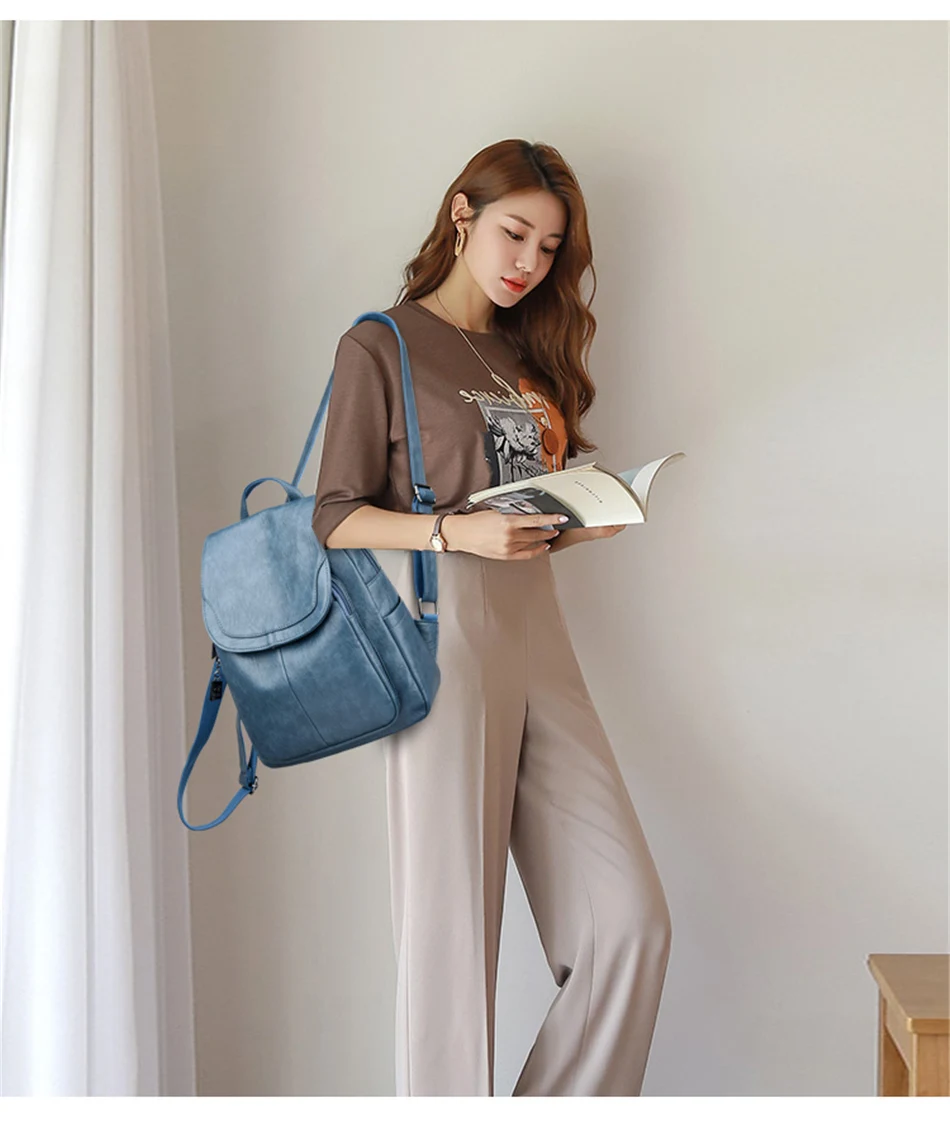 Genuine Women Soft Leather Backpack Fashion Female Shoulder Bag Sac a Dos Ladies Bagpack Mochilas School Bags For Teenage Girls
