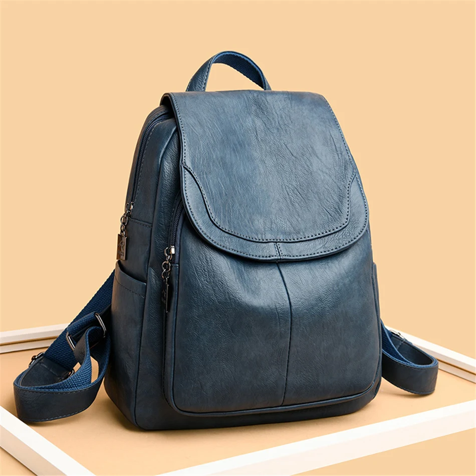 Genuine Women Soft Leather Backpack Fashion Female Shoulder Bag Sac a Dos Ladies Bagpack Mochilas School Bags For Teenage Girls