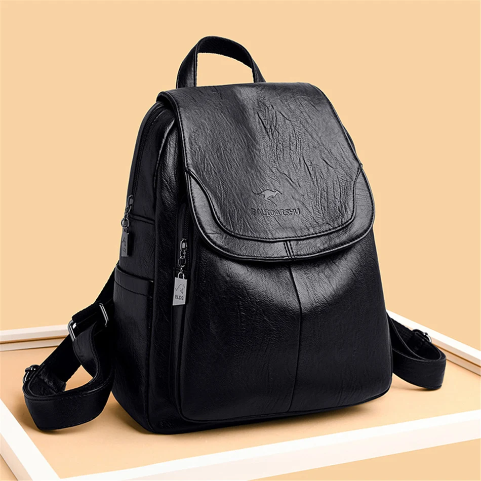 Genuine Women Soft Leather Backpack Fashion Female Shoulder Bag Sac a Dos Ladies Bagpack Mochilas School Bags For Teenage Girls