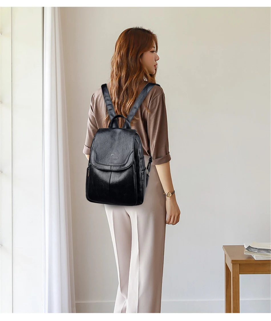 Genuine Women Soft Leather Backpack Fashion Female Shoulder Bag Sac a Dos Ladies Bagpack Mochilas School Bags For Teenage Girls
