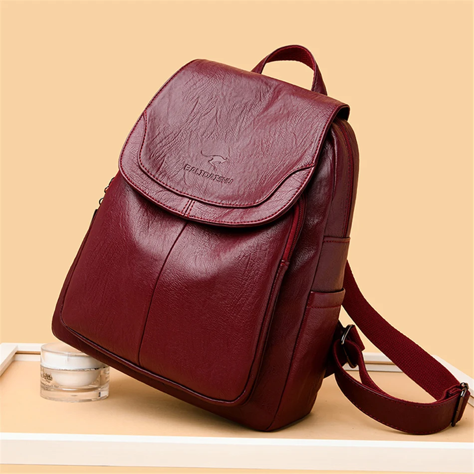 Genuine Women Soft Leather Backpack Fashion Female Shoulder Bag Sac a Dos Ladies Bagpack Mochilas School Bags For Teenage Girls