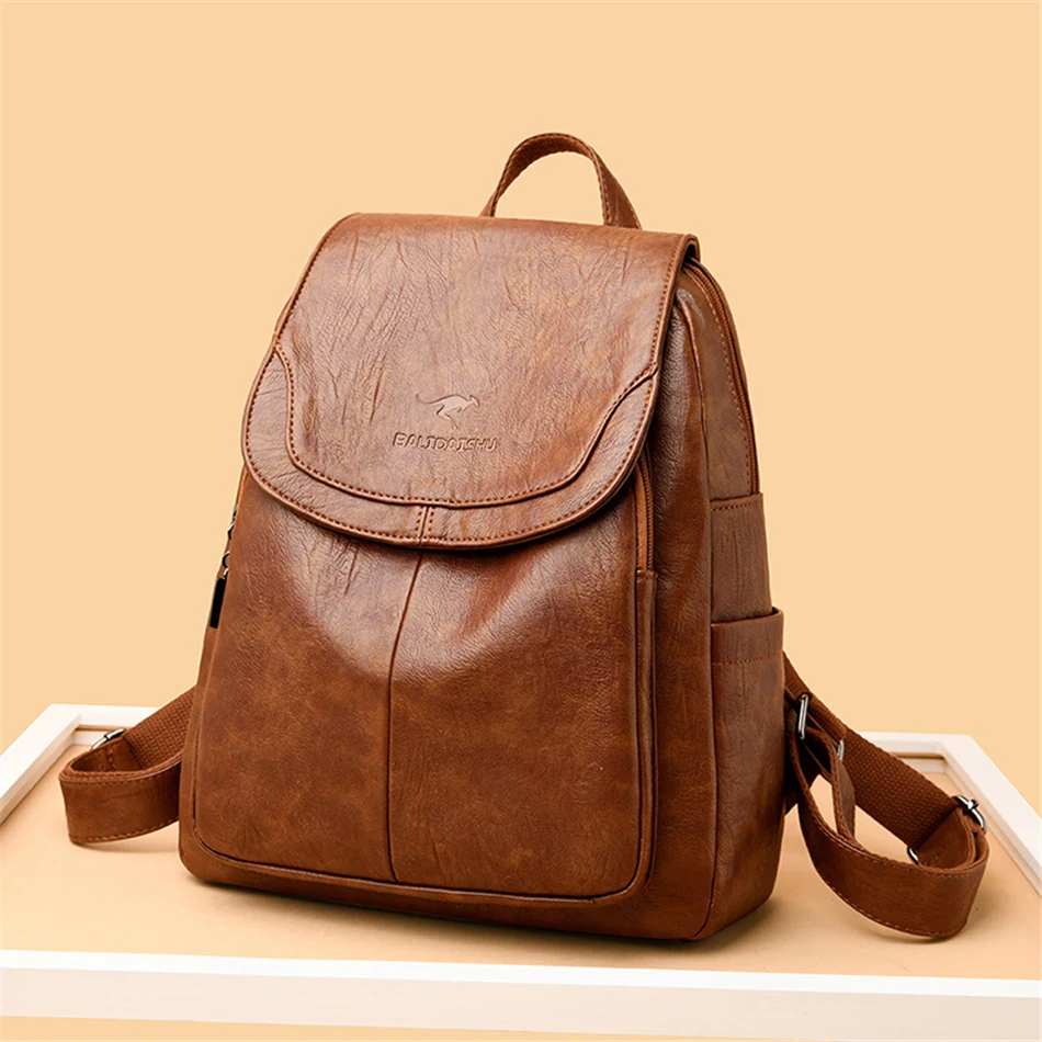 Genuine Women Soft Leather Backpack Fashion Female Shoulder Bag Sac a Dos Ladies Bagpack Mochilas School Bags For Teenage Girls