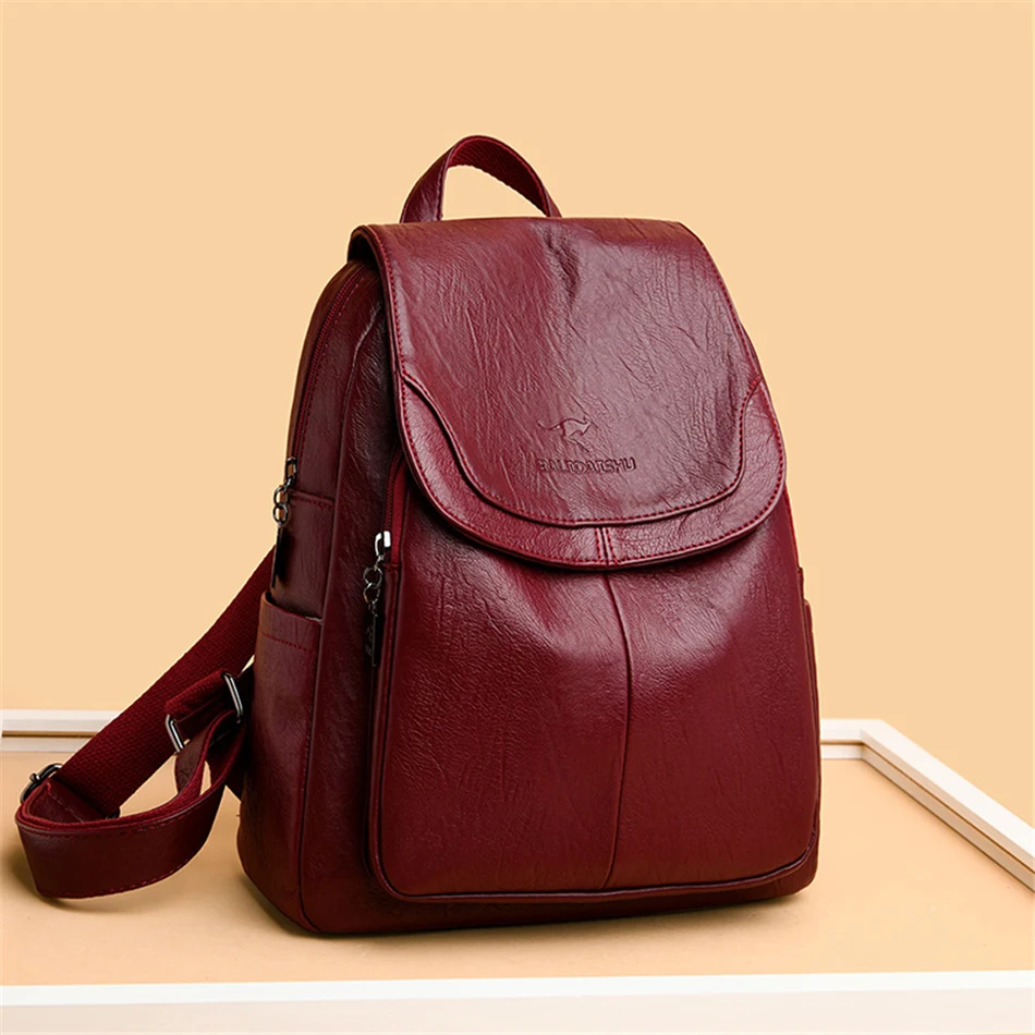 Genuine Women Soft Leather Backpack Fashion Female Shoulder Bag Sac a Dos Ladies Bagpack Mochilas School Bags For Teenage Girls