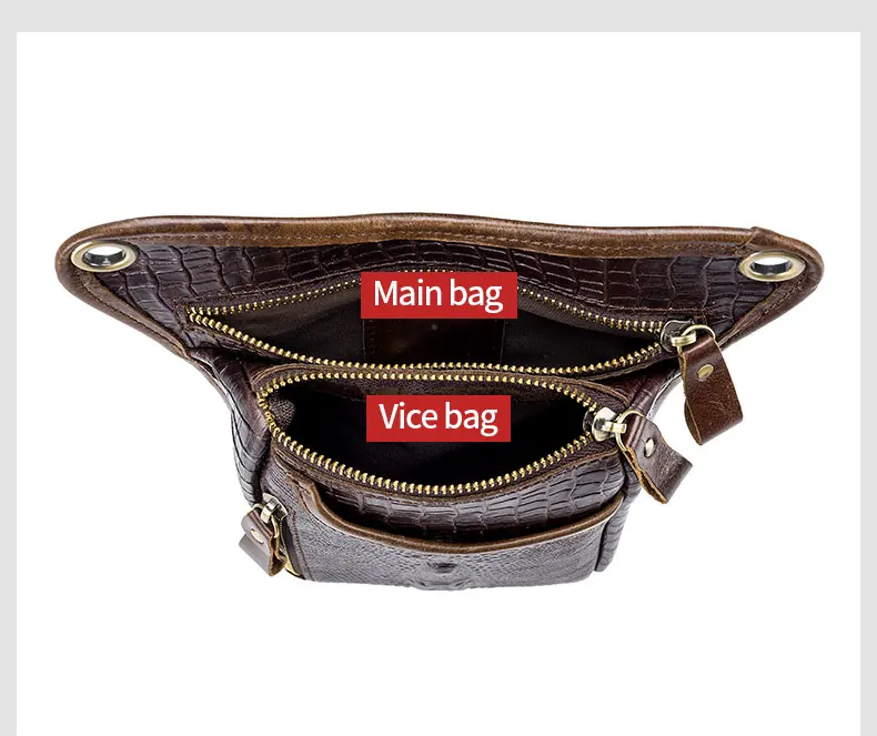 SCHLATUM Genuine Leather Men Multifunction Design Crocodile Grain Belt Pack Drop Motorcycle Fanny Waist Belt Pack Drop Leg Bag