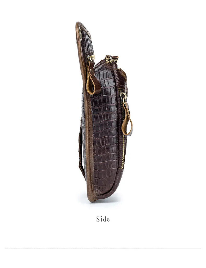 SCHLATUM Genuine Leather Men Multifunction Design Crocodile Grain Belt Pack Drop Motorcycle Fanny Waist Belt Pack Drop Leg Bag