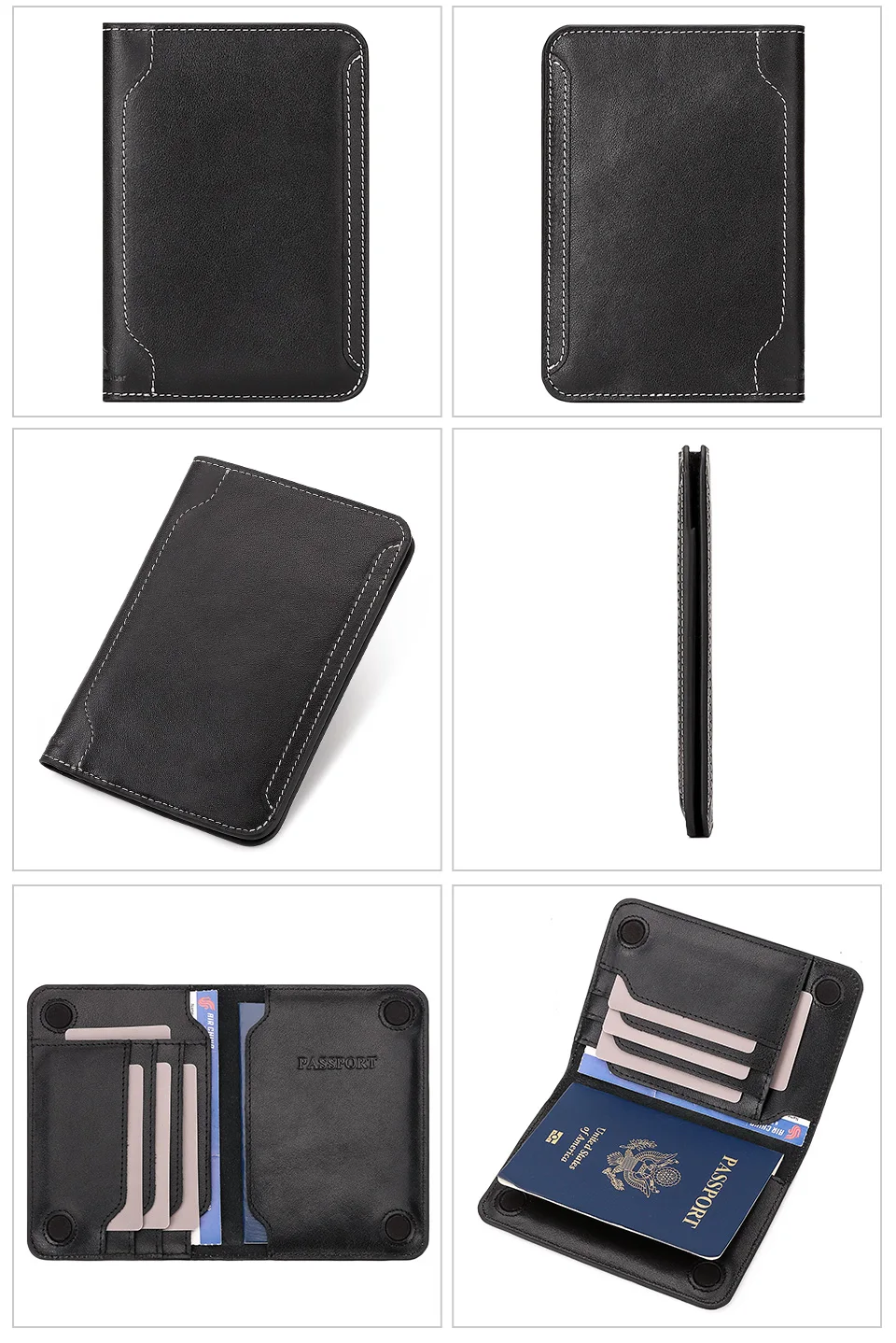 Genuine Leather Passport Holder Cover Wallet Travel Essentials RFID Credit Card Holder Men Women International Travel Accessorie