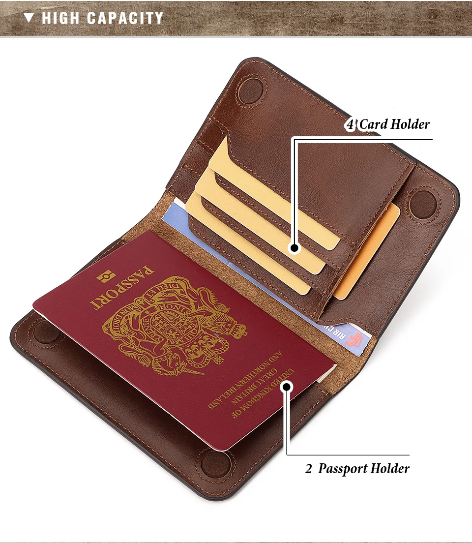 Genuine Leather Passport Holder Cover Wallet Travel Essentials RFID Credit Card Holder Men Women International Travel Accessorie