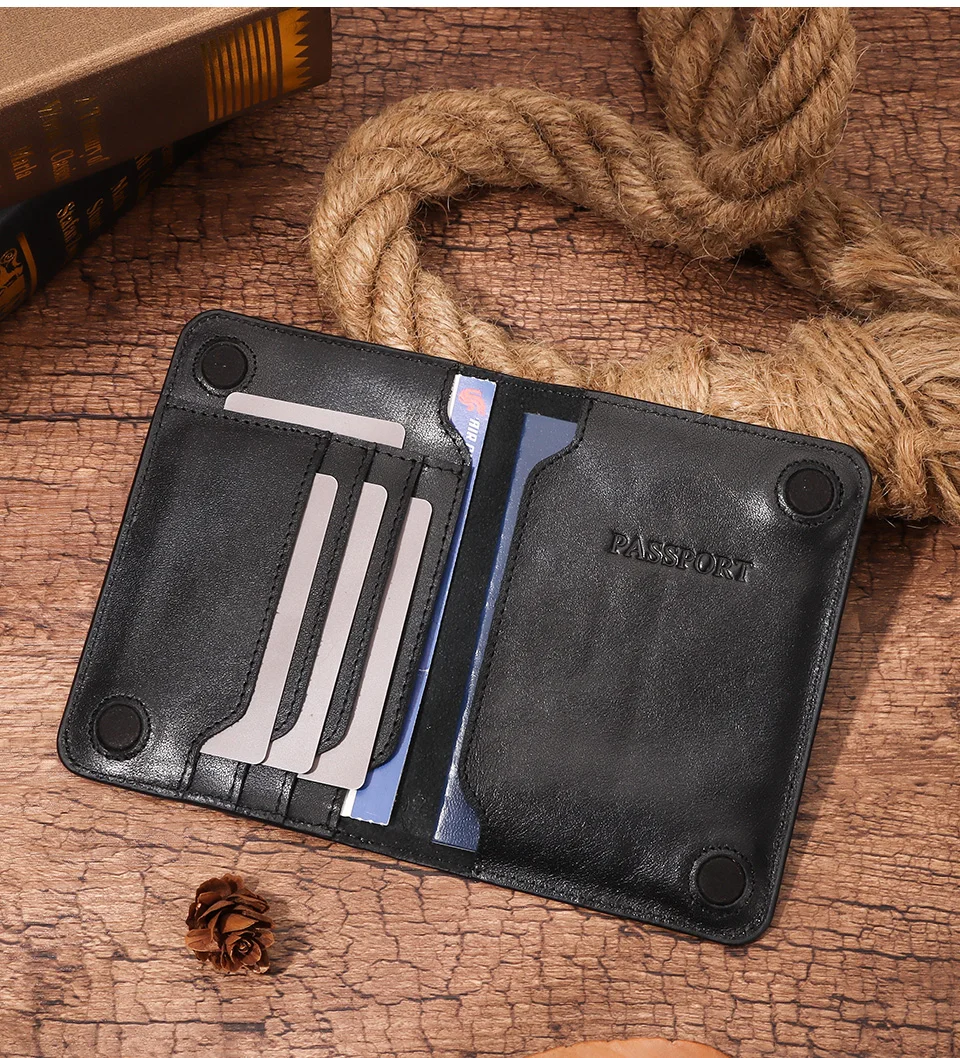 Genuine Leather Passport Holder Cover Wallet Travel Essentials RFID Credit Card Holder Men Women International Travel Accessorie