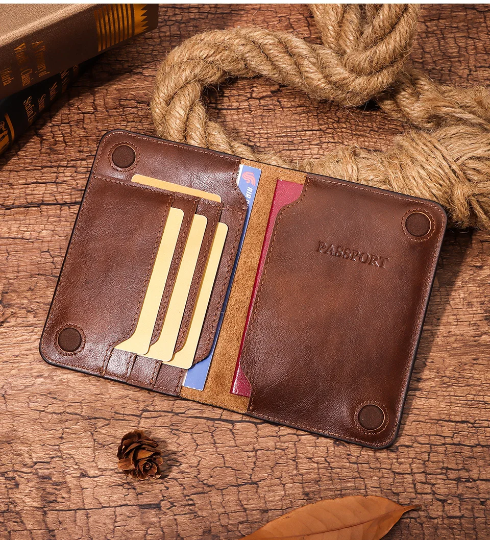 Genuine Leather Passport Holder Cover Wallet Travel Essentials RFID Credit Card Holder Men Women International Travel Accessorie