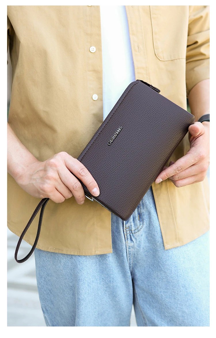 Leather Wallet FL-V1 Men Business Clutch Bag Smart Fingerprint Lock Security Anti Theft Handbag Black Safety Men Wallet сумка 가방