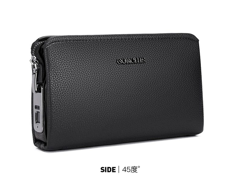 Leather Wallet FL-V1 Men Business Clutch Bag Smart Fingerprint Lock Security Anti Theft Handbag Black Safety Men Wallet сумка 가방