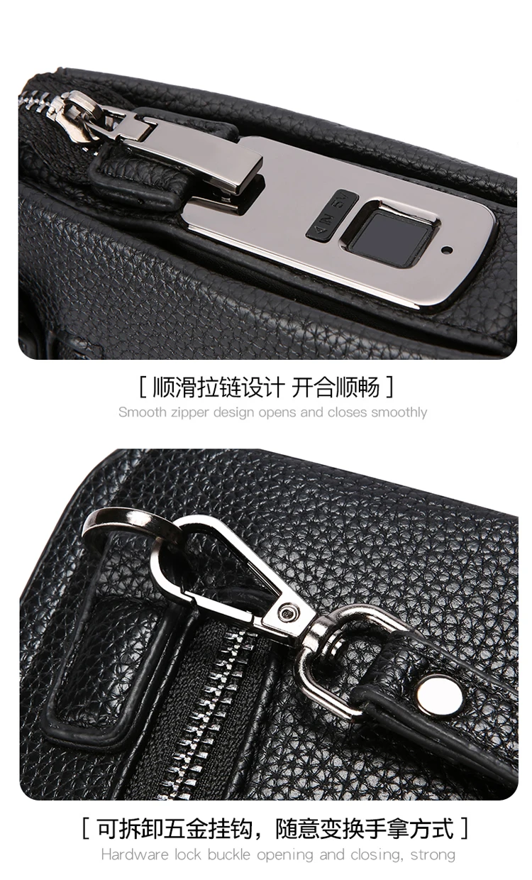 Leather Wallet FL-V1 Men Business Clutch Bag Smart Fingerprint Lock Security Anti Theft Handbag Black Safety Men Wallet сумка 가방