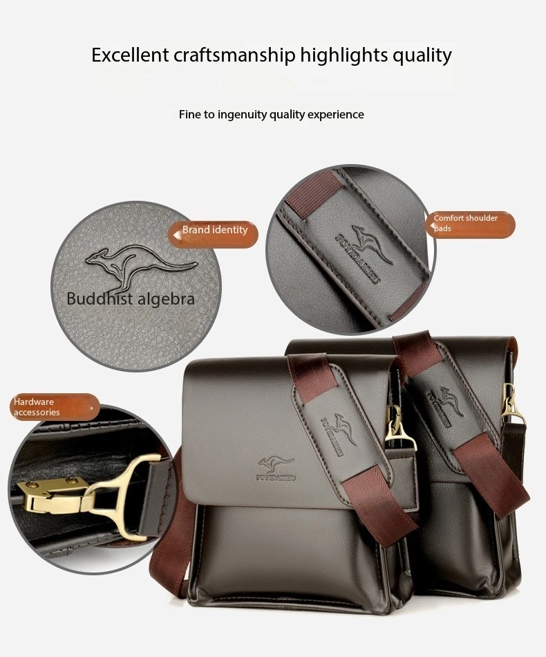 Luxury Kangaroo Brand Leather Messenger Bag Man Handbag Chest Crossbody Bag For Men Business Small Shoulder Bag Summer Male Bag