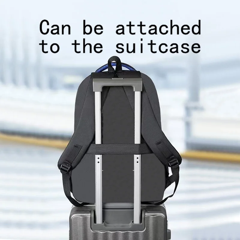 Comfort Padded Business Laptop Backpack Men Oxford Cloth Rucksack With Luggage Strap for School Work Outdoor Trip