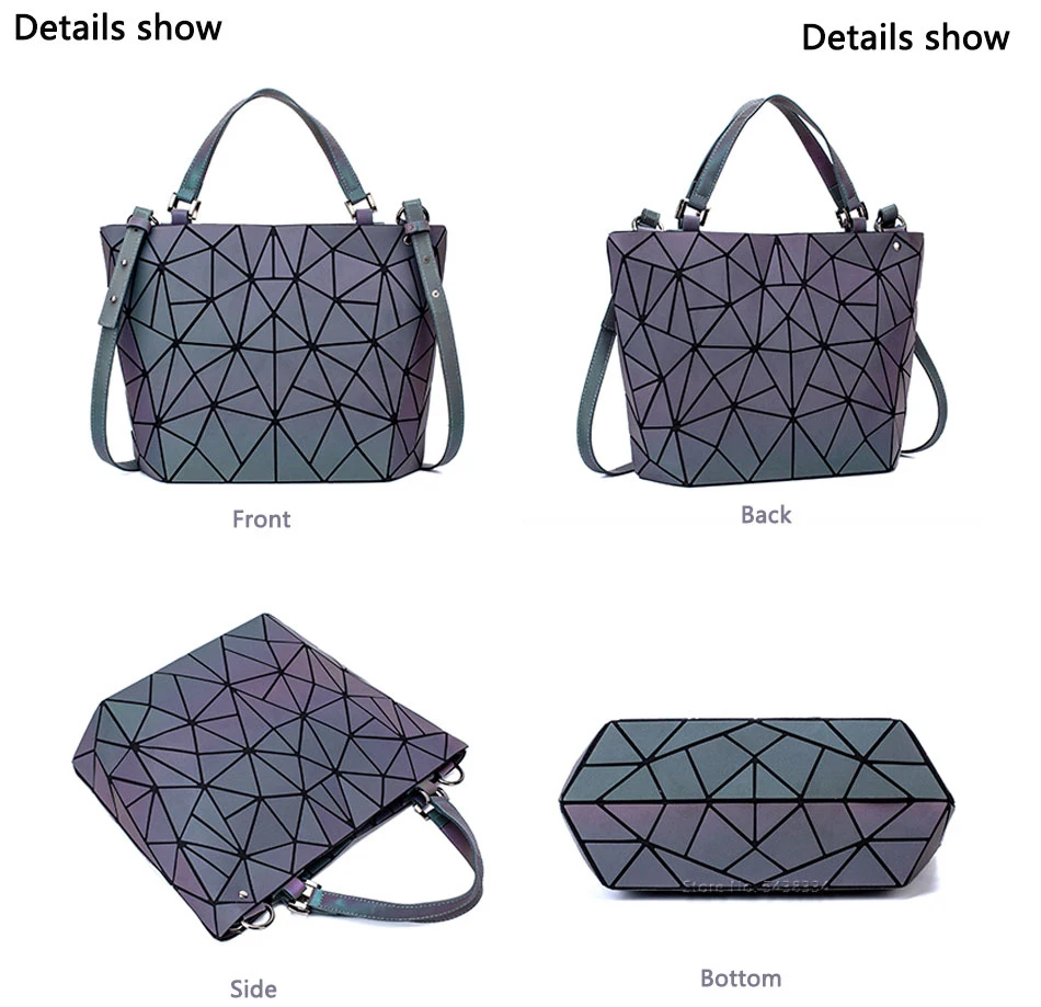 Luminous Bag Sequins Geometric Bags for Women 2024 Quilted Shoulder Bags Laser Plain Folding Female Handbags Bolsa Feminina