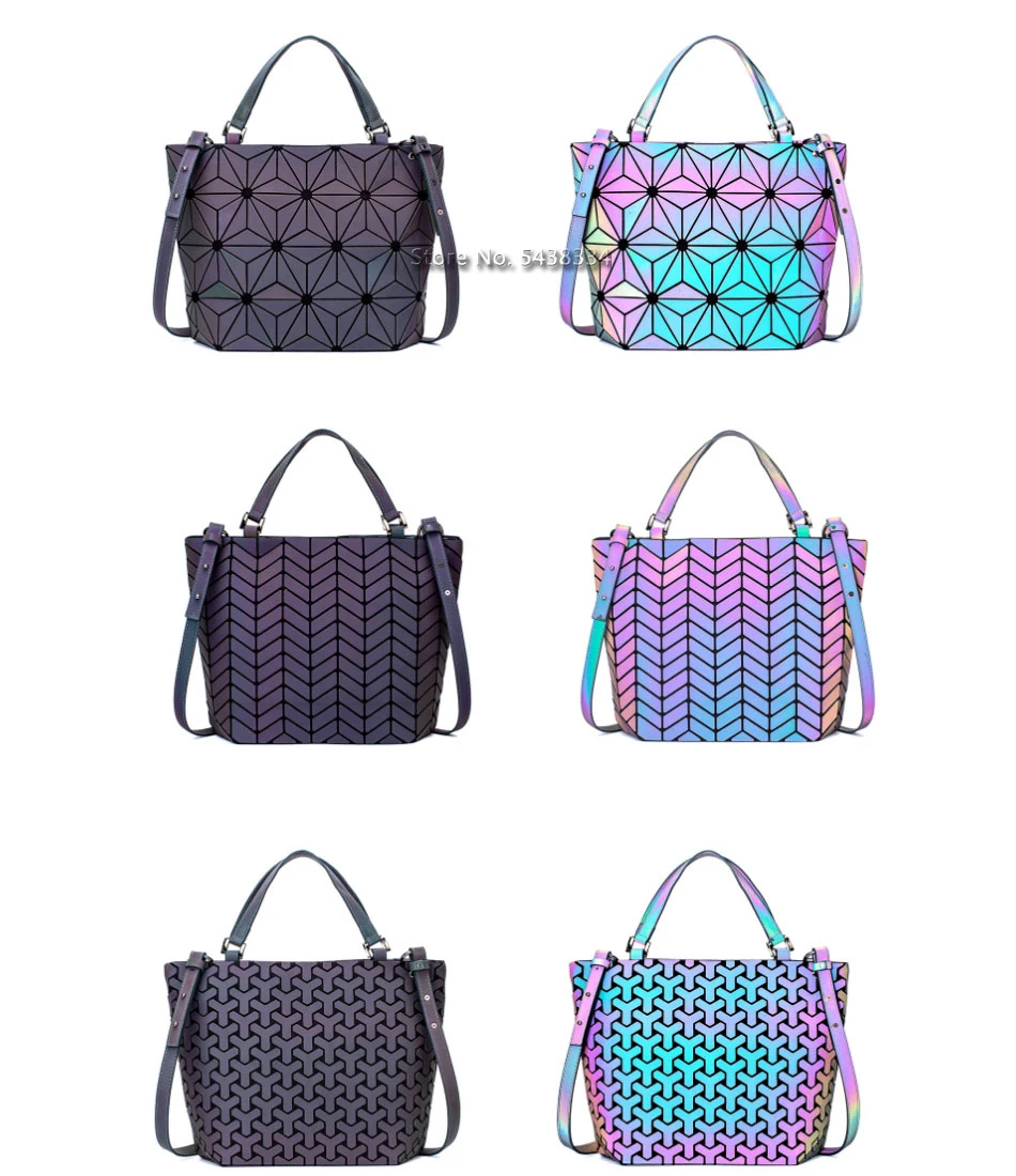 Luminous Bag Sequins Geometric Bags for Women 2024 Quilted Shoulder Bags Laser Plain Folding Female Handbags Bolsa Feminina