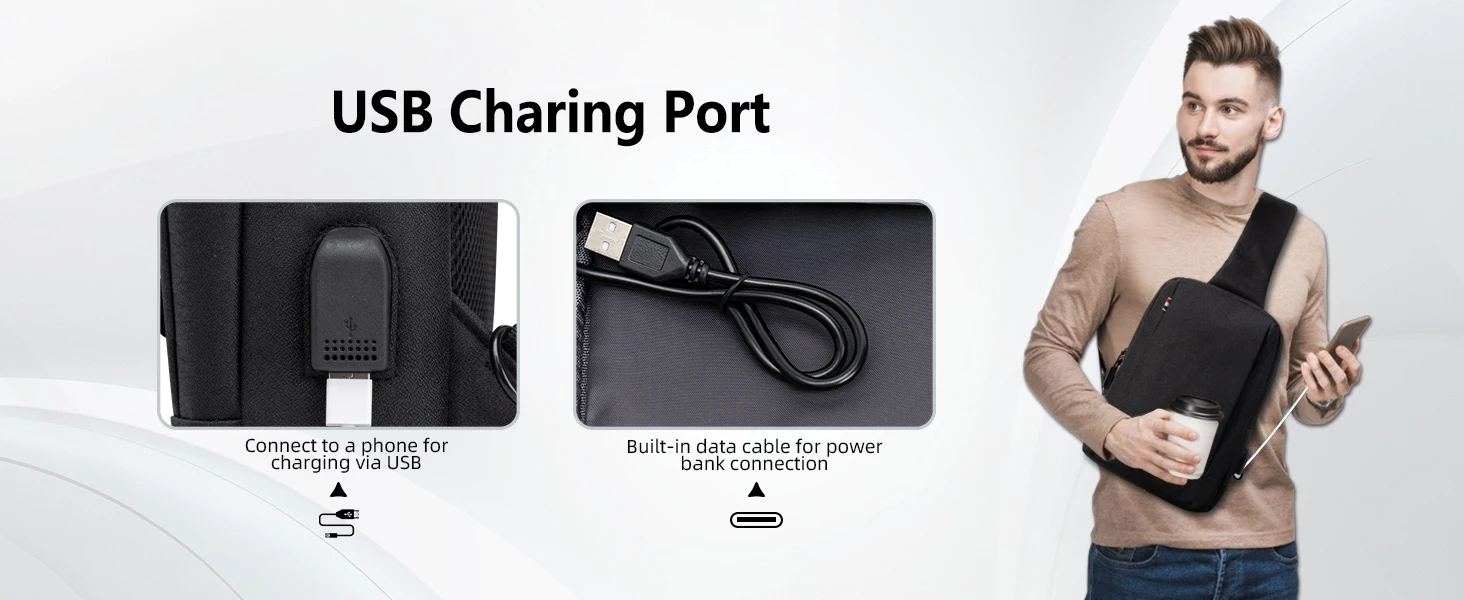 Sling Bag Crossbody Bags Men with USB Charging Port Small Messenger Bag Cross Body Shoulder Bag Sling Backpack Women