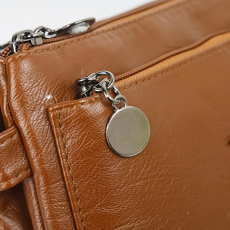 Solid Color Simple Retro Women's Small Crossbody Bag Soft PU Leather Multi-layered Shoulder Bag Casual Large Capacity Sling Bag