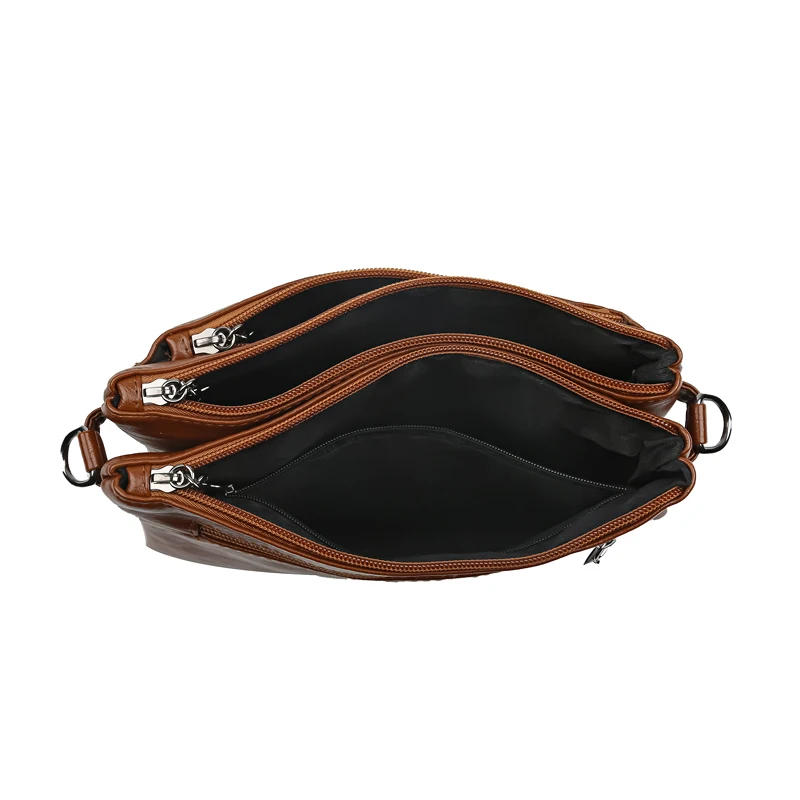 Solid Color Simple Retro Women's Small Crossbody Bag Soft PU Leather Multi-layered Shoulder Bag Casual Large Capacity Sling Bag