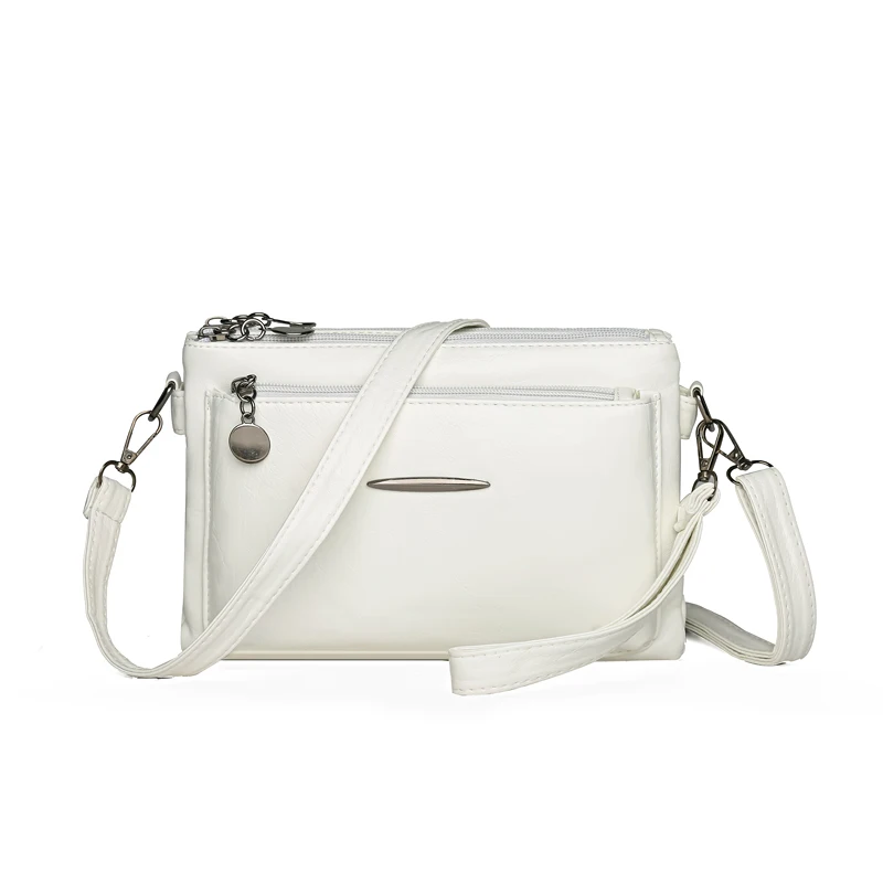 Solid Color Simple Retro Women's Small Crossbody Bag Soft PU Leather Multi-layered Shoulder Bag Casual Large Capacity Sling Bag