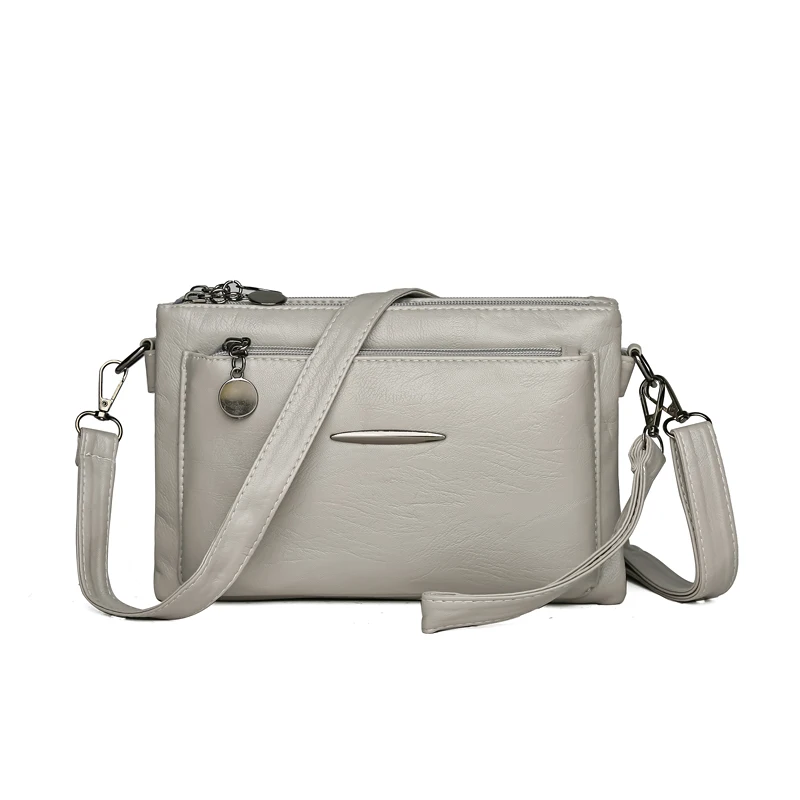 Solid Color Simple Retro Women's Small Crossbody Bag Soft PU Leather Multi-layered Shoulder Bag Casual Large Capacity Sling Bag