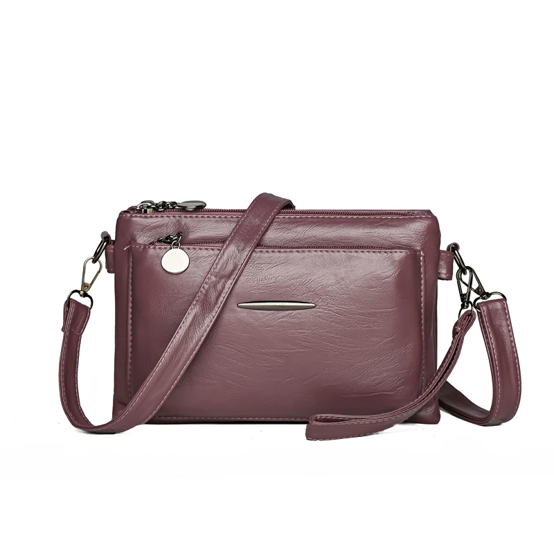 Solid Color Simple Retro Women's Small Crossbody Bag Soft PU Leather Multi-layered Shoulder Bag Casual Large Capacity Sling Bag
